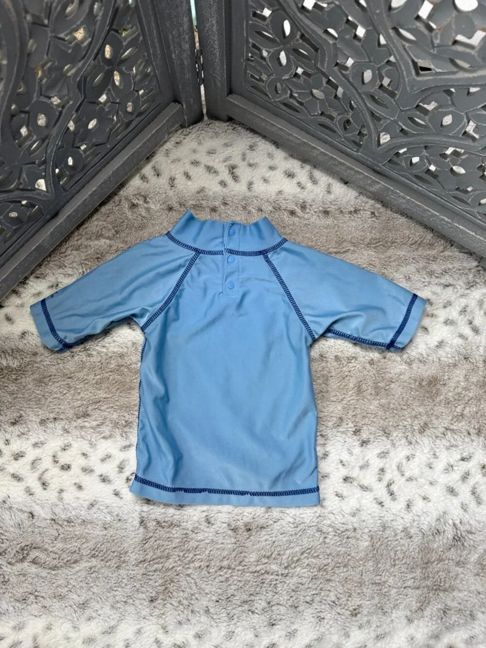 UV Skinz blue short sleeve rashguard boys 2T whale fish tropical beach summer